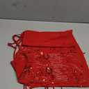 Ythomm Women Sequin Cami Tank Tops Sparkle Rhinestone Sleeveless Camisole Tie Up Front Backless Y2k Crop Tops Summer Clubwear (Large, Red)