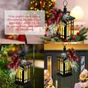 Vintage Candle Lantern with Flameless LED Light - Decorative Indoor & Outdoor Lanterns for Porch - Christmas (RED)