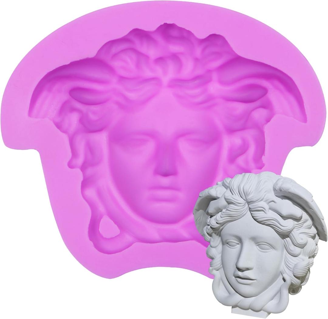Medusa Fondant Molds, Mythology Goddess Chocolate Baking Mold, Cartoon Head Face Molds for Cake Decoration Clay Resin Soap Candle
