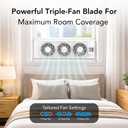 Comfort Zone Triple Window Fan with Adjustable Thermostat | 3-Speed High-Velocity Cooling | Horizontal or Vertical Manual Control | Fits Double Hung Windows (Min 25" x 8") | Fully Assembled | White