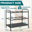 Yoga Mat Rack Storage Basket with Wheels,All-in-One Organizer for Yoga Mat Holder,Home Gym Equipment Storage Cart for Dumbbells, Kettlebells and Foam Rollers