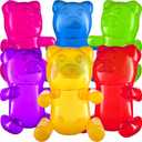 Bedwina 24" Inflatable Gummy Bears (Pack of 6) Huge Blow Up Pool Toys, Fun Photo Booth Props and Big Gummy Bear Decorations for Kids Birthday Parties and Themed Candy Land Party Decor Supplies