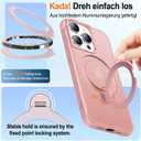 HuwaiH 360 Rotatable Magnetic Ring Stand for iPhone 14 pro max Case, Compatible with MagSafe, Military-Grade Shockproof, Anti-Scratch Matte Translucent Phone Case for iPhone 14 pro max(Pink)