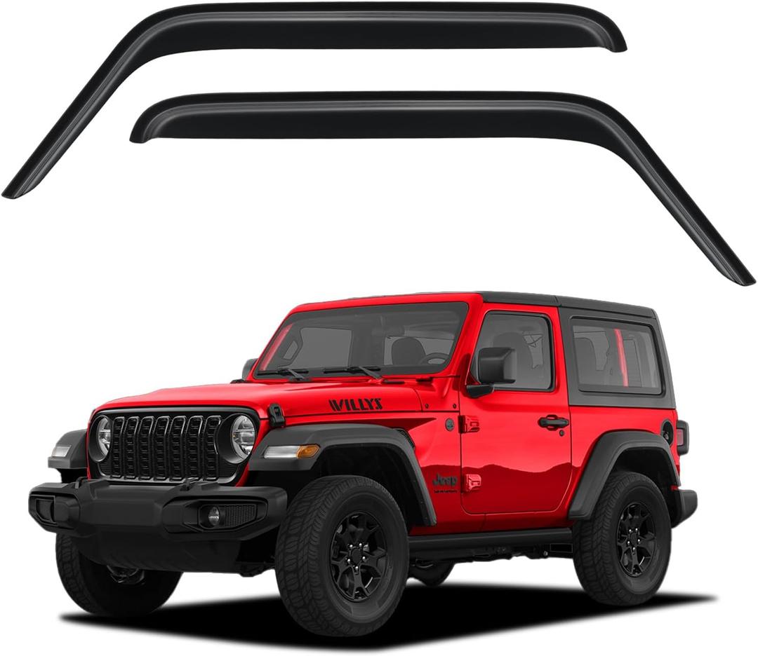 Window Visors Rain Guards for 2007-2018 Jeep Wrangler JK 2-Door