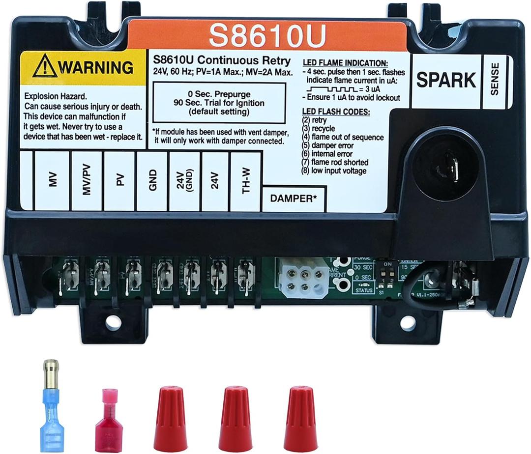 S8610U Furnace Control Board Module Compatible with Honeywell S8610U3009 S8610U1003 intermittent pilot ignition control Universal Ignition Module(BLACK)