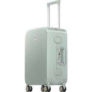 LEVEL8 Zipperless Carry On Luggage Airline Approved with Aluminum Frame, Cute Hardside Suitcase with Spinner Wheels, Metal Rolling Travel Case with Tsa Locks, 20 Inch, Light Green