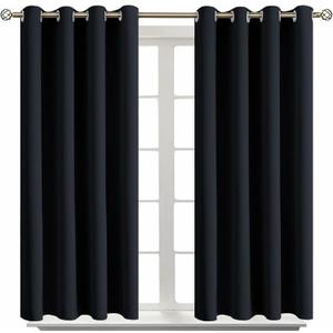 BGment Blackout Curtains for Living Room - Grommet Thermal Insulated Room Darkening Curtains for Bedroom, Set of 2 Panels (52 x 45 Inch, Black)