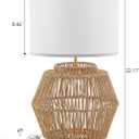 VILUXY Woven Rattan Table Lamps 2 Packs Plug-in Boho White Fabric Shade Bedside Light Farmhouse Nightstand Lamp for End Table Living Room Bedroom Entryway