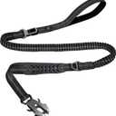 Raipult Tactical Heavy Duty Bungee Dog Leash for Medium Large Dogs That Pull, Military K9 Working Lead, 4-6FT Shock Absorbing Frog Clip Leash with Padded Traffic Handle & Car Seatbelt, Black (Aviation aluminum)