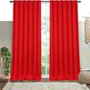 Red Solid Panel Curtains, 63 Inches Long, Set of 2, 100% Cotton, Light Filtering for Privacy, Bold Farmhouse Dcor, Great for Bedroom, Living Room, 54" W x 63" L