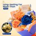 2 x TINGE TIME Preserved Flowers Bouquet, Orange & Navy Blue Roses Gift Bouquet, Eternal Roses Bouquet for Wedding, Table Centerpieces, Mothers Day, Birthday Gifts, Anniversary, Graduation