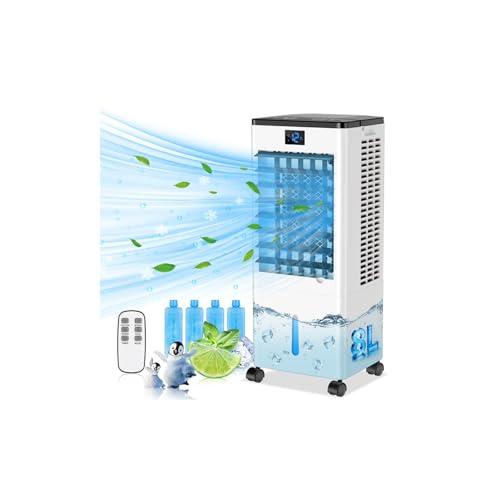 Portable Air Conditioners, 4-IN-1 Evaporative Air Cooler, Portable AC Unit w/ 4 Modes & 3 Speeds, Swamp Cooler w/ 12H Timer & Remote, Fast Cooling Room Air Conditioner for Bedroom Home Office Garage