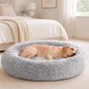 Sweetcrispy Large Dog Bed for Indoor, Calming Donut Bed for Dogs and Cats