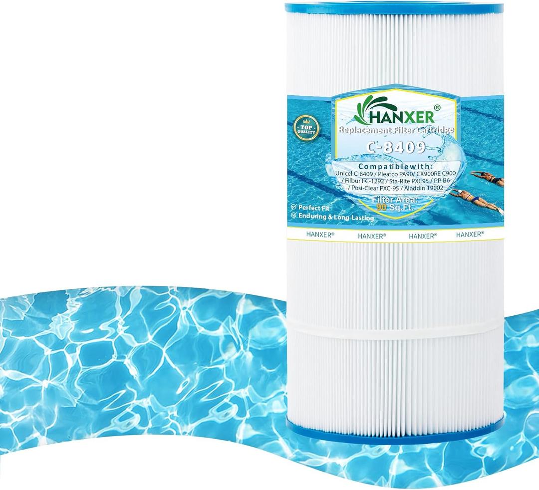 HANXER C-8409 Filtration Products- Pool and Spa Filter Cartridge Replacement for Filbur FC-1292, PA90, CX900-R, 25230-0095S, 817-175, 80951, 90 Sq.Ft Filter Cartridge, 1 Pack