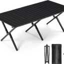 Suzile 1 Pack 4FT Folding Camping Table, Roll Up Portable Camp Table with Carry Bag, Low Collapsible Lightweight Aluminum Outdoor for Camping, Picnic, Beach, Patio, Kitchen (Black), 45.7 x 23.6 x 17.7 inches