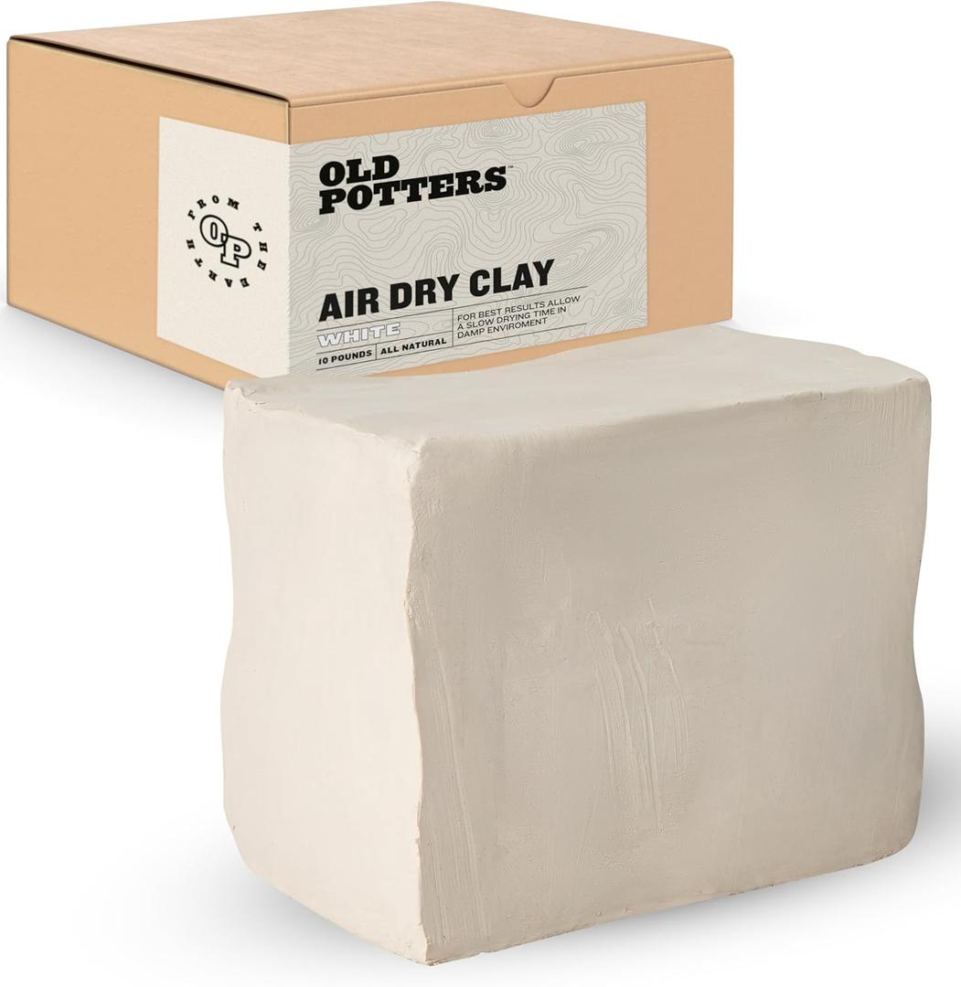 Old Potters Premium Air Dry Clay, White, 10 lbs, All Natural Modeling Clay. Ideal for Beginners and Advanced Sculptors. Old Potters Premium Air Dry Clay, White, 10 lbs, All Natural Modeling Clay. Ideal for Beginners and Advanced Sculptors.