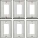 Metal Wall Plate for Electrical Outlets, Decorative Brushed Nickel Switch Plates Outlet Cover, Light Switch Cover Plate, 1-Gang Wall Plates (Single Decoretor, 6 Pack)