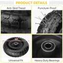 TICONN 10" Solid Tires, 4 Pack Flat Free 4.10/3.50-4'' Wheels with 5/8 Axle Bore Hole and Double Sealed Bearings (Black, 4PK)