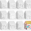 Watersay 12 Pcs Gingerbread Paper Coloring Houses DIY Craft Color Your Own Cardboard Houses Personalize a Cardboard House Christmas Holiday Party Favors Gifts for Girl Boy Classroom Home