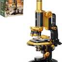 PANTASY Retro Microscope Building Kit for Adults, Antique Science Instrument Model with Mechanical Design, Brass Finish & Lab Accessories, Collectible Display Brick Set