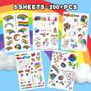 4 x 200+ PCS Pride Rainbow Tattoos Stickers LGBT LGBTQ Flag Decorations Accessories Temporary Sticker Pride Month Gay Birthday Party Gifts Boys Girls Men Woman Cute Fake Tattoo Themed Festival