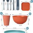 48 Pcs Dinnerware Sets, Unbreakable Plates and Bowls Sets, Reusable Dinnerware Sets for 4 People, Travel Camping Picnic Home Party Cutlery Set, Dishwasher Microwave Safe Dishes