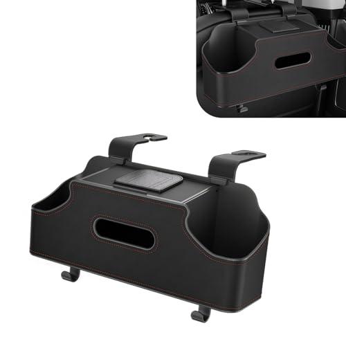 Dogary Car Seat Back Organizer, Multi-functional Storage Box for Tissue Water Cup Phone Umbrella Bag, Strong Load-bearing 2 Hooks 2 Drink Cup Holders, Universal Hanging Interior for Cars (Black)