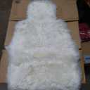 Fluffy Sheepskin Car Seat Cover, Fuzzy Long Wool Front Auto Cushion, Universal Fits Most Vehicle SUV Truck Minivan, Airbag Compatible (Ivory)