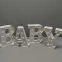 4 LED Baby Marquee Logo Light, Warm White Glowing Letters Perfect for Baby Shower Party, Birthday Party, Home Bedroom Nursery Table Wall Decor