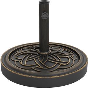 Garvee Round Patio Umbrella Base, 20" 26.5LB Heavy Weight Stand Antiqued Umbrella Stand with Adjustable Pole Adapters Fits 1.5" to 2.1" Poles for 7.5-11FT Umbrellas for Outdoor Deck Poolside, Bronze