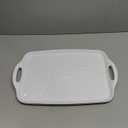 TP Serving Tray with Handles, Large Rectangle Melamine Serving Platter Set of 2, Pure White (19 x 12)