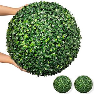 DOPGIB Artificial Plant Topiary Ball, 2 PCS 16" UV-Anti 4-Layer Fake Boxwood Leaf Balls, Faux Greenery Decorative for Indoor Outdoor Use on Balcony, Garden, Wedding, Front Door Home Decor