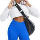Women's Workout Gym Shorts Booty V Cross Spandex Yoga Biker Shorts (Blue, M)
