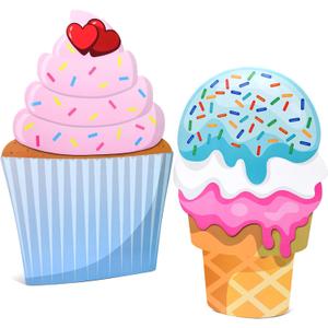 2 Pcs Large Ice Cream Stand for Party 31.5''x19.69'' Candy Cardboard Signs with Glue and Support Frame for Ice Cream Birthday Party Decor Sweet Theme Shop Photo Booth Props Backdrop