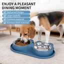 Stainless Steel Double Pet Bowls with Non-Slip Base, Detachable Dog Cat Food and Water Feeder Set, Anti-Spill & Easy to Clean Pet Feeding Bowls for Small Dogs & Cats