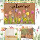 Ceenna Spring Welcome Doormat Outdoor Spring Coir Door Mat Flowers Butterfly Front Door Mat Indoor Non Slip Floral Front Porch Rugs for Home Entrance Decoration, 16 x 24 Inch