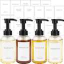 4 Pieces Coffee Syrup Dispenser Bottle 300ml PET Black Pump Bottles with Labels for Coffee Bar Organization