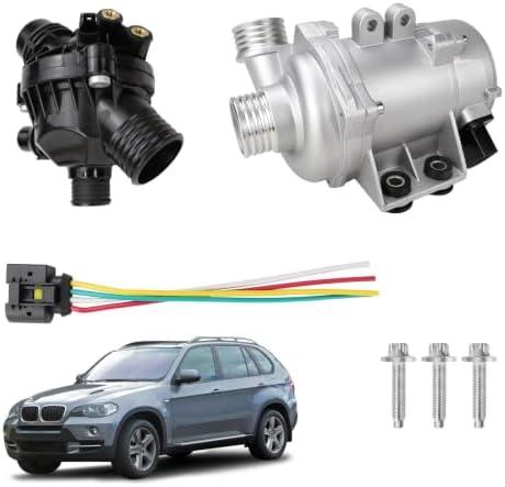 VeloCore Electric Engine Water Pump 11517586924 & Thermostat 11537536655 | Compatible with BMW X3 Z4 X5 128i 323i 325i 328i 328i xDrive 328xi 330i 330xi 528i, Replaces 11517546994 11517521584