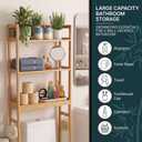BAMBANG Over-the-Toilet Storage Shelf, 3-Tier Freestanding Bathroom Shelves with Adjustable Shelf Height and 3 Hooks, Space-Saving Organizer Rack Above Toilet, Bamboo Natural