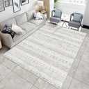 8'x10' Machine Washable Vintage Design Area Rug - Non Slip, Stain Resistant for Home, Office, Machine Washable Area Rugs 8x10, Area Rugs for Living Room (Grey Blue Cream 8x10)
