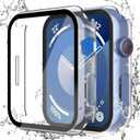 2 x Misxi [2 Pack Waterproof Hard Case with Tempered Glass Compatible with Apple Watch Series 9 (2023) Series 8 Series 7 41mm, Ultra-Thin Tough Cover for iWatch Screen Protector, Matte Transparent