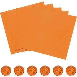 MECCANIXITY Orange Foil Candy Wrappers 100 Sheets 8 Inch Chocolate Foil Wrappers for Handmade Candy Caramel Chocolate Bars