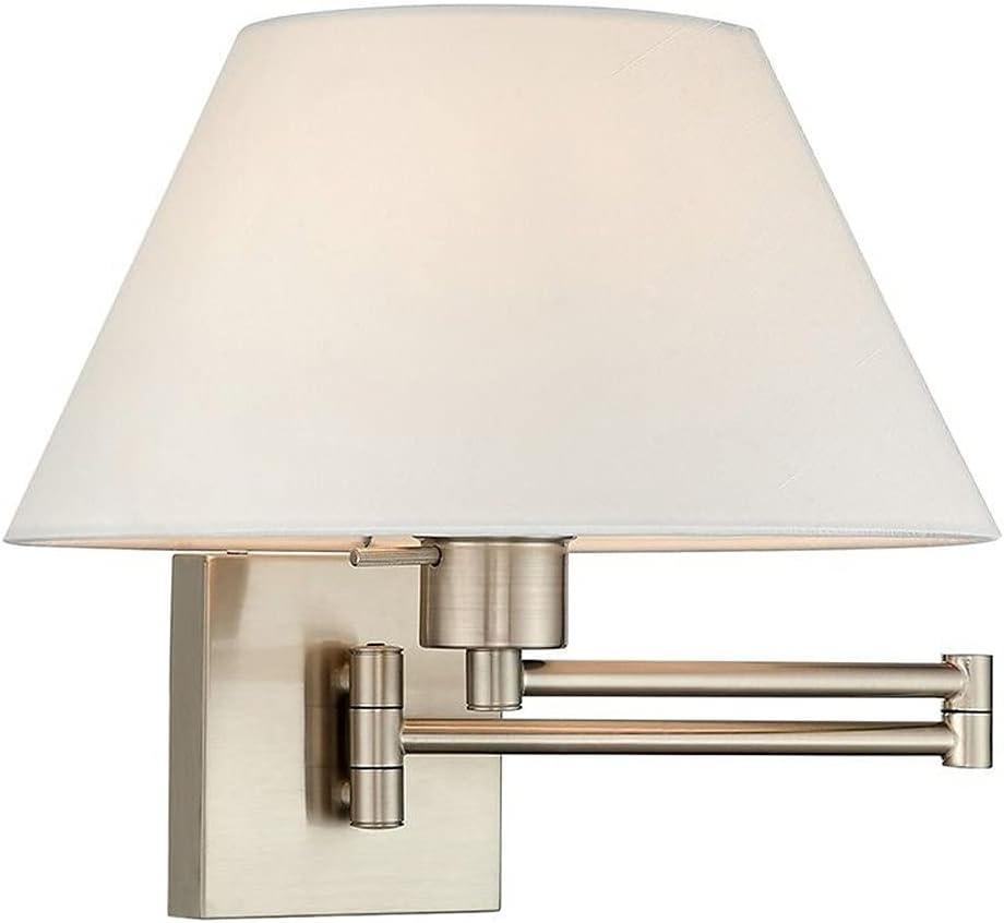 Livex Lighting 40039-91 1-Light Swing Arm Wall Light, Brushed Nickel, 13"W x 12"H