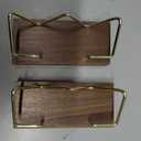 Amyhill 2 Pieces Wood Business Card Holder for Desk Wooden Business Card Display Stand Postcard Holder for Office Home Desktop (Wood Color, Gold)