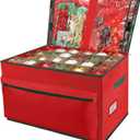 WDZREE Large Christmas Ornament Storage Box, Stores Up to 72-4" Ornaments Balls, 3 Individual Trays with Adjustable, Christmas Container Perfect for Holiday Decorations, 600D Oxford Fabric Tear-Proof (Red)