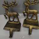 4Pcs Stocking Holders, Reindeer Pattern Metal Mantel Hooks, Anti-Slip Heavy Duty Solid Cast Iron Mantle Hangers Xmas Decor for Fireplace Holiday Indoor Decoration