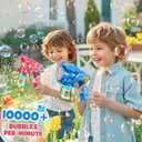Bubble Gun Mchaine Toys for Kids: Automatic Bubble Blaster with 2 Bottles Refill Solution - Bubble Maker for 3-8 Year Old Boy Girl Kids, Outdoor Toys for Easter Birthday Wedding Party Gift (Blue, Red)
