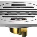 Square Floor Drain with Backflow Preventer, 4 x 4 inch, Stainless Steel 304, for Kitchen Bathroom Balcony Backyard,Brass Core, Silver Chrome 006