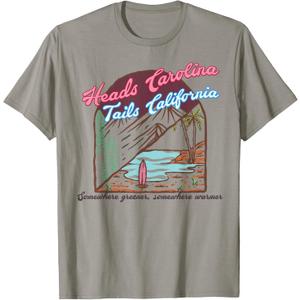 Heads Carolina Tails California Country Cowgirl Cowboy T-Shirt. L Size