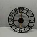 16 Inch Large Outdoor Clock, Silent Battery Operated Modern Wall Clock, Black Metal Decorative Clock for Patio, Porch, Pool Area, Farmhouse, Living Room